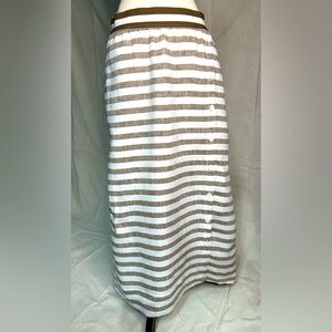 J Jill Love Linen Brown  White Striped Maxi Skirt small
